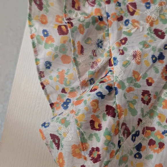 Rain Floral Ruffle Cap Sleeve Tie-Neck Blouse - Picture 6 of 7